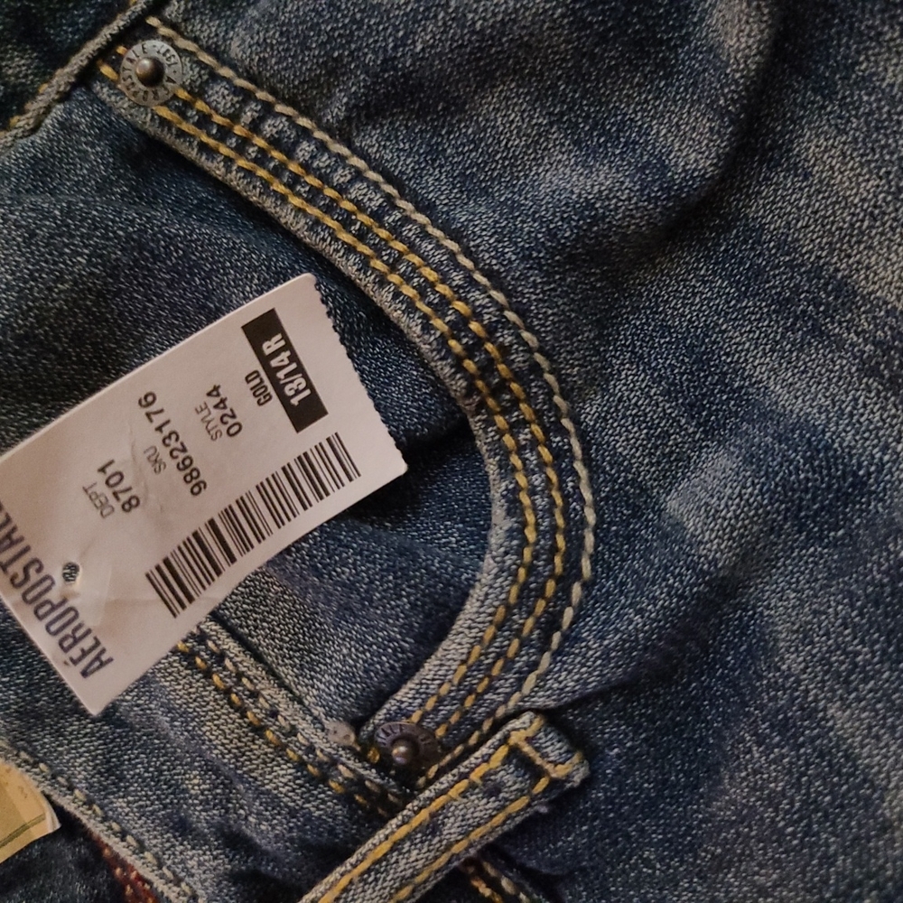 Aeropostale  S 13 / 14 Dark Blue Distressed 💙 Denim Bayla Skinny 👖 - Picture 10 of 13
